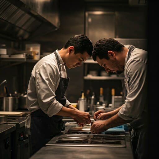 Commercial kitchen in service